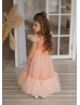 Peach Tulle Latest Flower Girl Dress